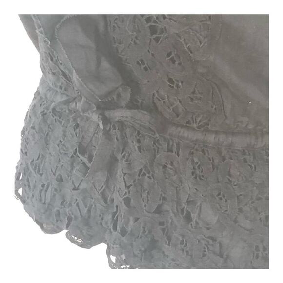 Abercrombie & Fitch Blue Tie Waist Button Up Ruffle Crochet Tank Jr Size Large - Picture 11 of 16